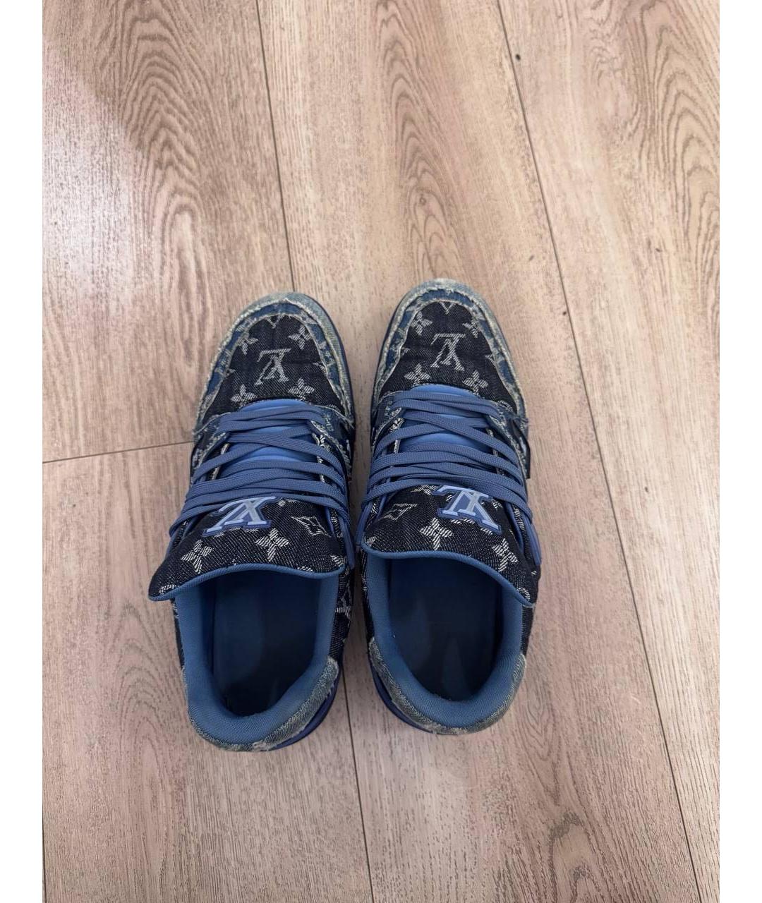 LOUIS VUITTON Темно-синие текстильные низкие кроссовки / кеды, фото 3