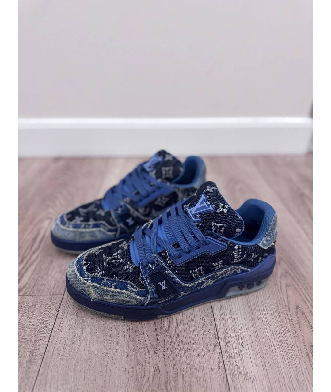 LOUIS VUITTON Темно-синие текстильные низкие кроссовки / кеды, фото 2