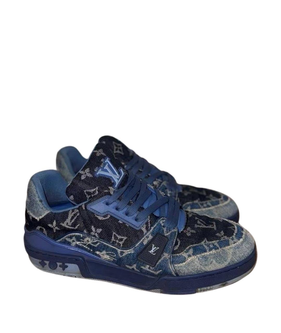 LOUIS VUITTON Темно-синие текстильные низкие кроссовки / кеды, фото 1