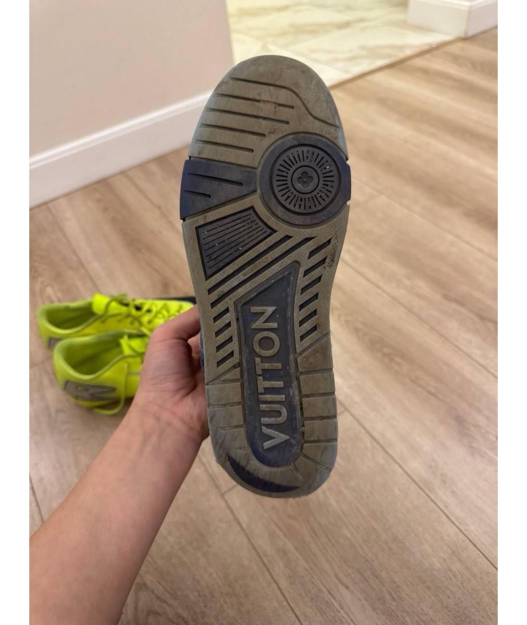 LOUIS VUITTON Темно-синие текстильные низкие кроссовки / кеды, фото 4