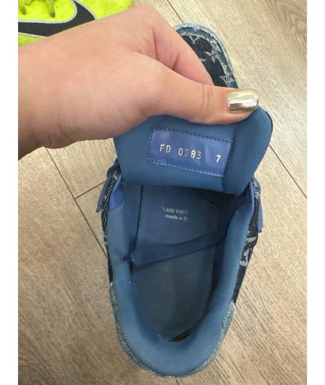 LOUIS VUITTON Темно-синие текстильные низкие кроссовки / кеды, фото 5