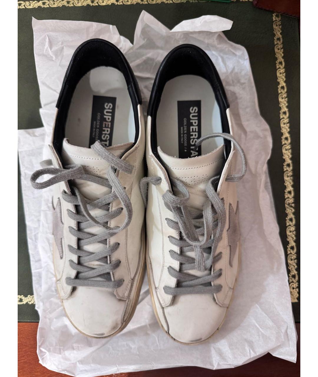 GOLDEN GOOSE DELUXE BRAND Бежевые кожаные низкие кроссовки / кеды, фото 2