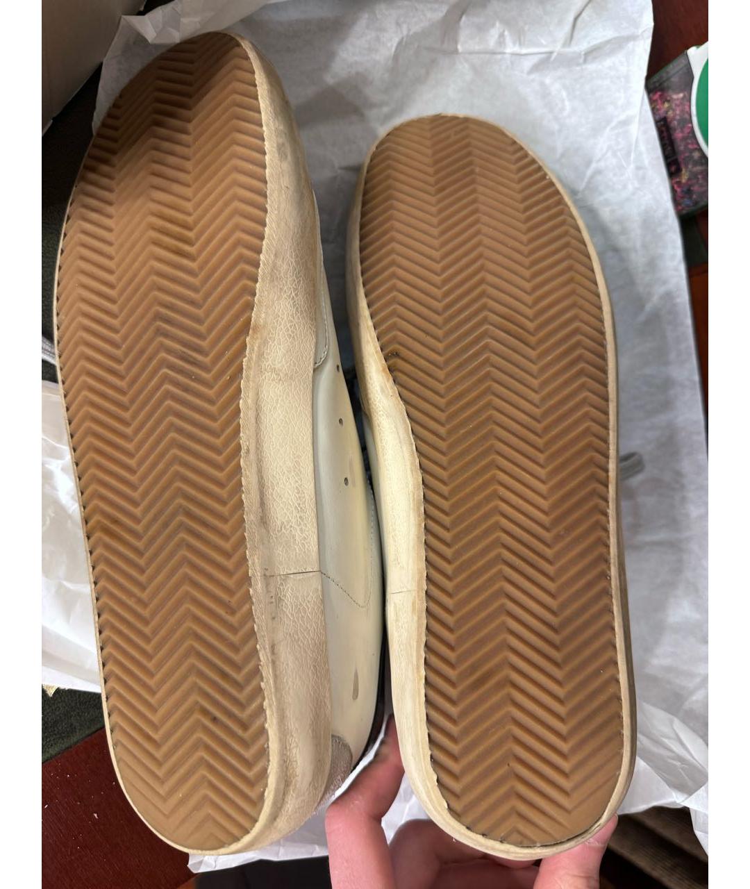 GOLDEN GOOSE DELUXE BRAND Бежевые кожаные низкие кроссовки / кеды, фото 6