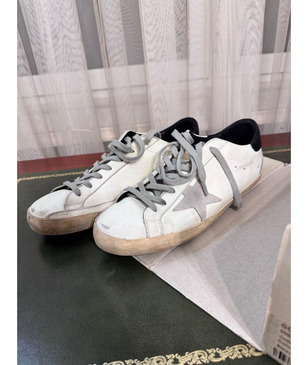 GOLDEN GOOSE DELUXE BRAND Бежевые кожаные низкие кроссовки / кеды, фото 9