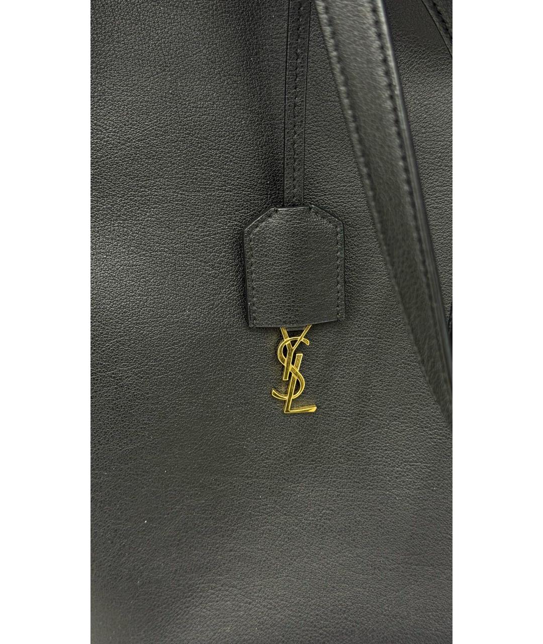 SAINT LAURENT Черная кожаная сумка тоут, фото 5