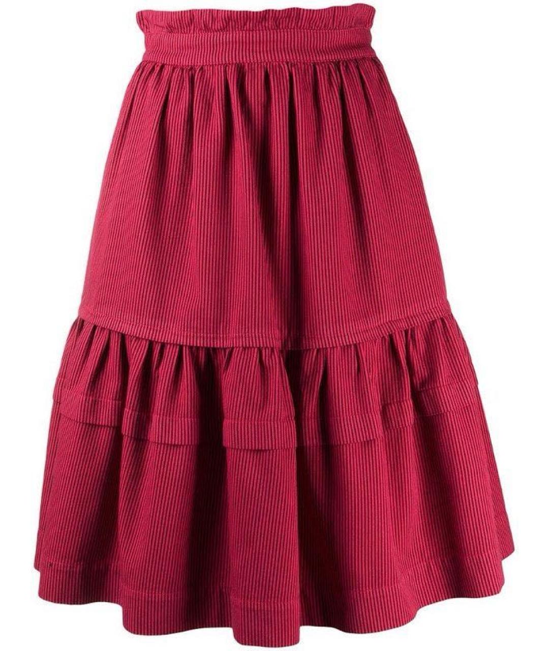 KENZO Бордовая хлопковая юбка миди, фото 2