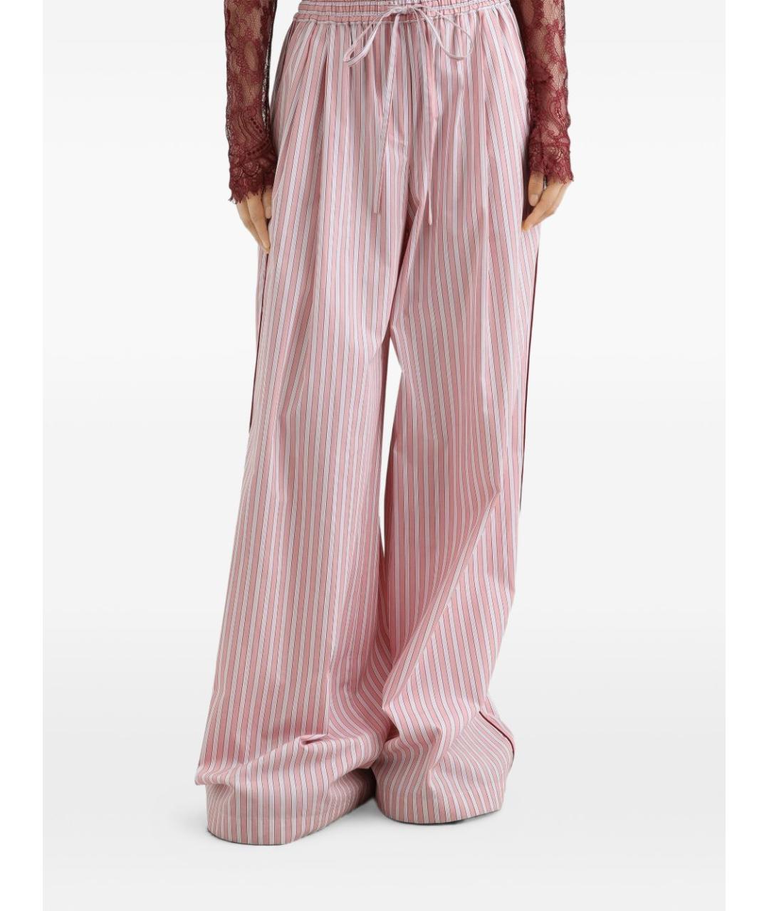 DOLCE&GABBANA Розовые хлопковые брюки широкие, фото 4