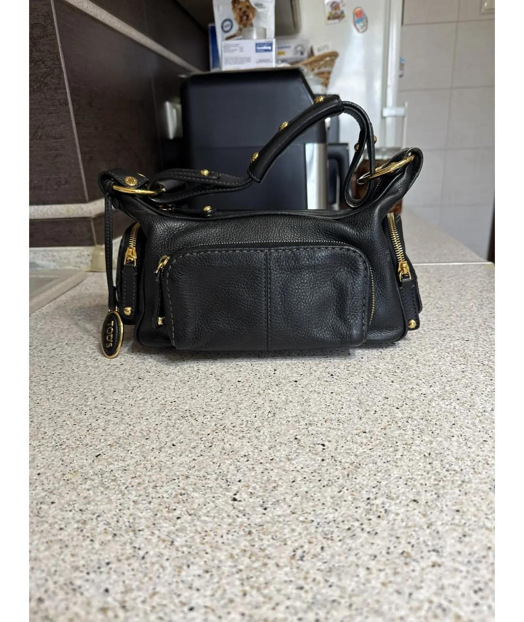 TOD'S Черная кожаная сумка с короткими ручками, фото 7