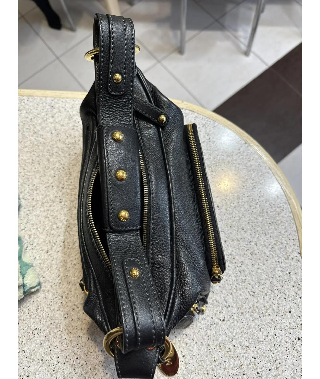 TOD'S Черная кожаная сумка с короткими ручками, фото 5