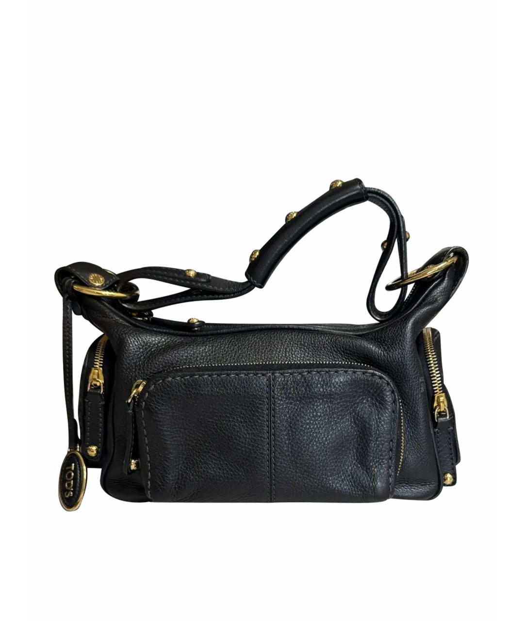 TOD'S Черная кожаная сумка с короткими ручками, фото 1