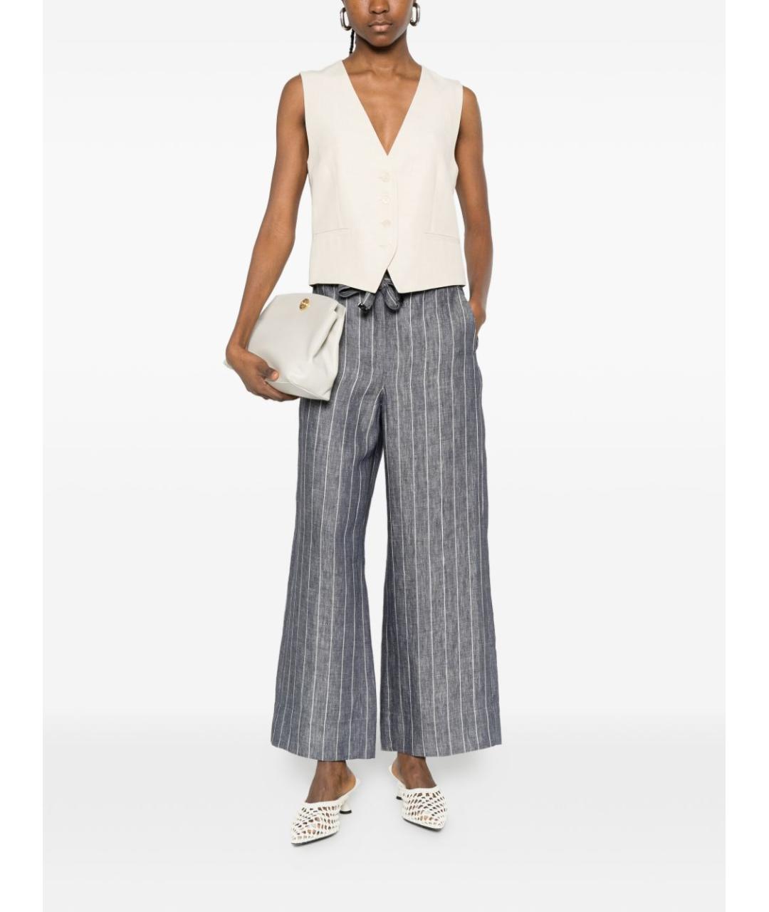 MAX MARA Серые льняные прямые брюки, фото 2