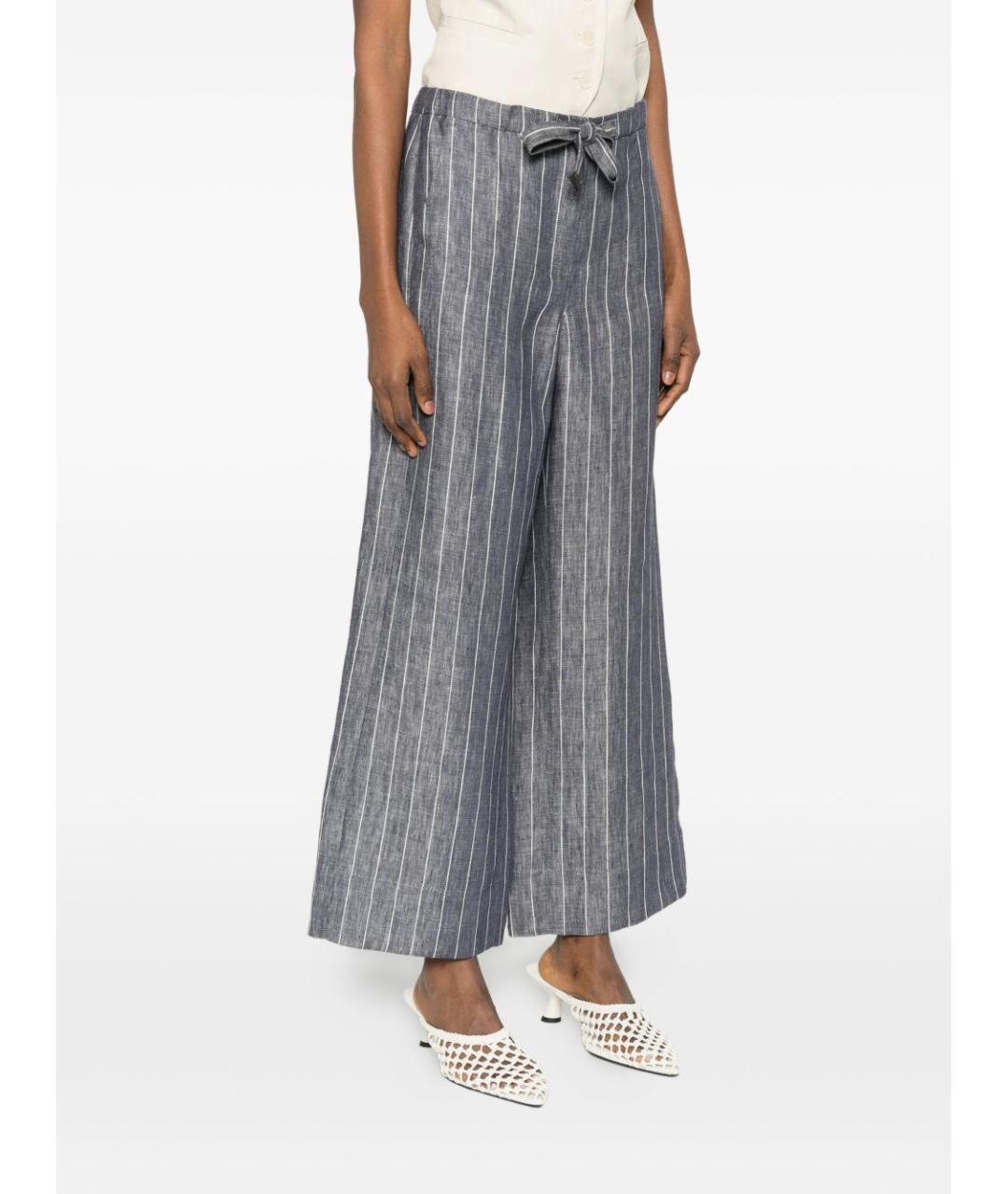 MAX MARA Серые льняные прямые брюки, фото 4