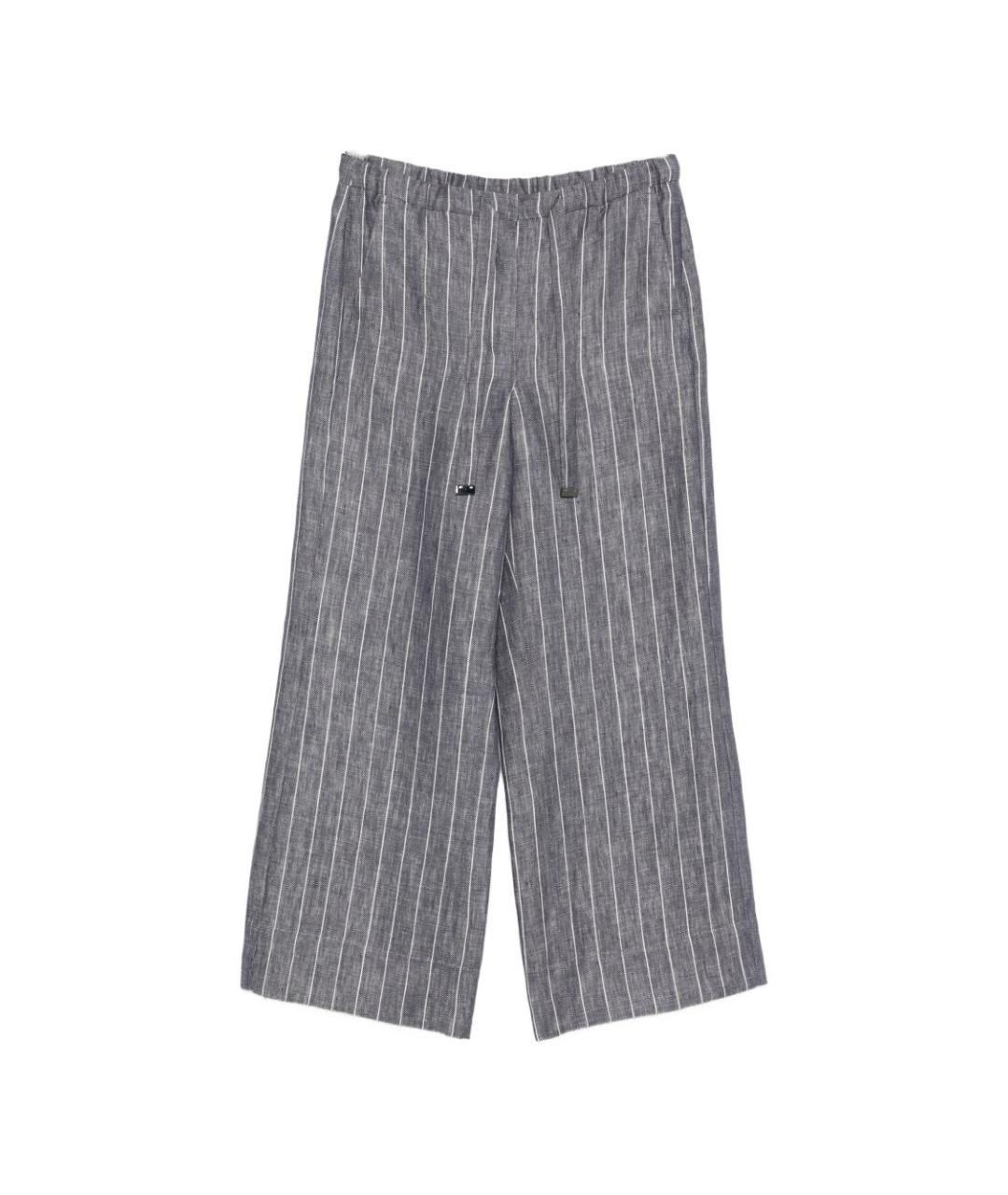 MAX MARA Серые льняные прямые брюки, фото 1