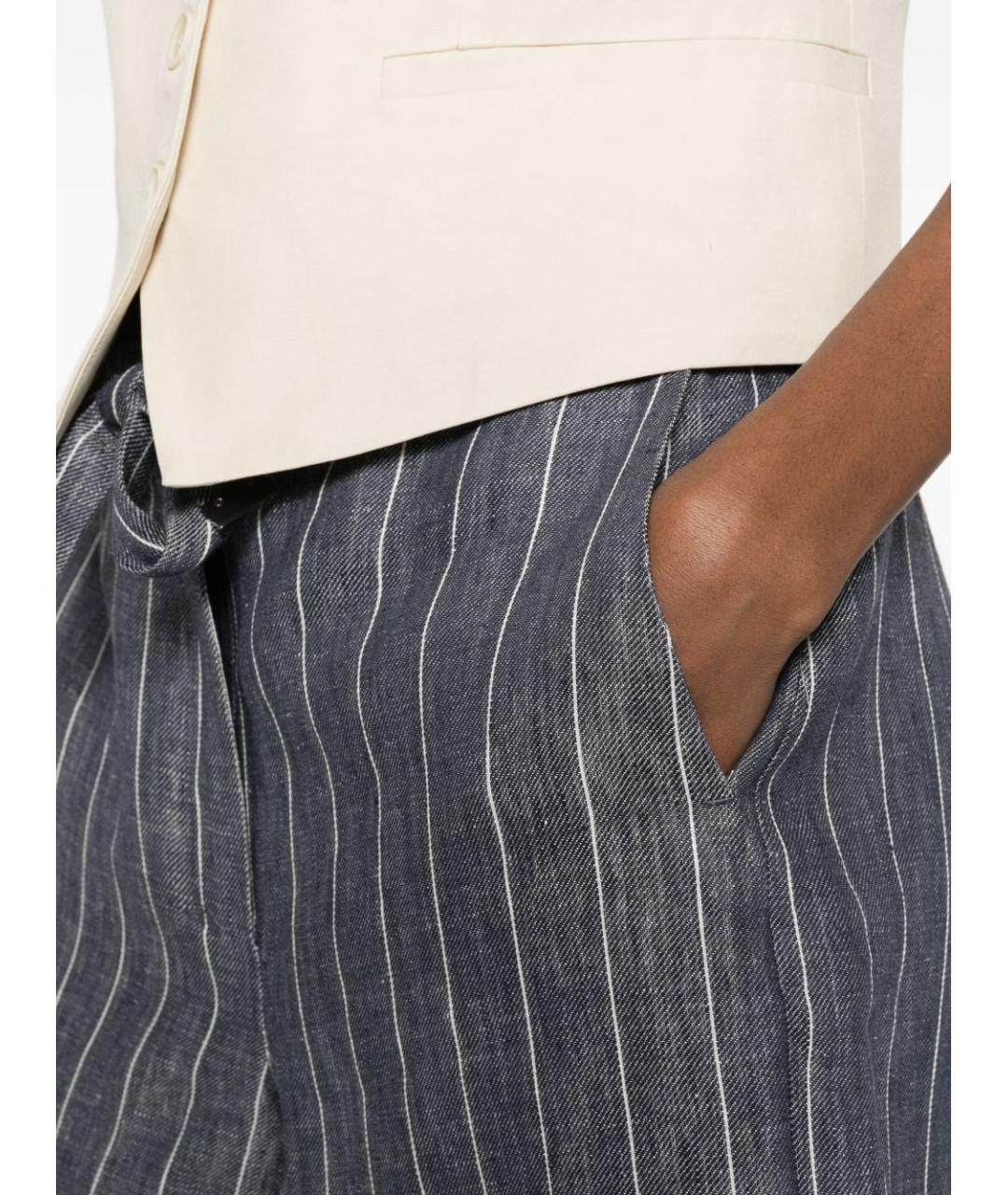 MAX MARA Серые льняные прямые брюки, фото 3