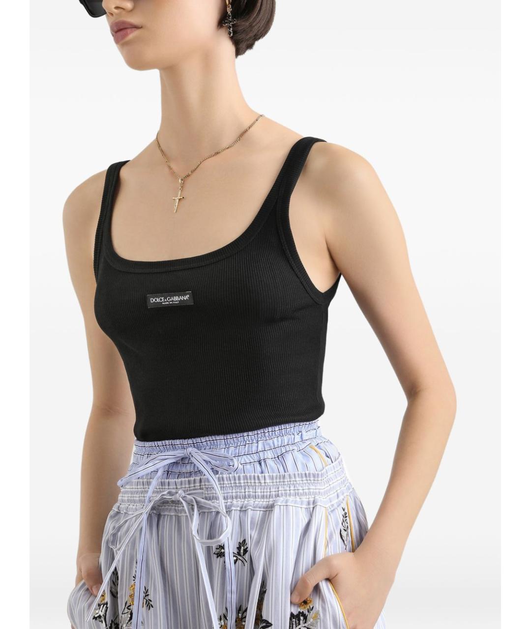 DOLCE&GABBANA Черная хлопковая майка, фото 4