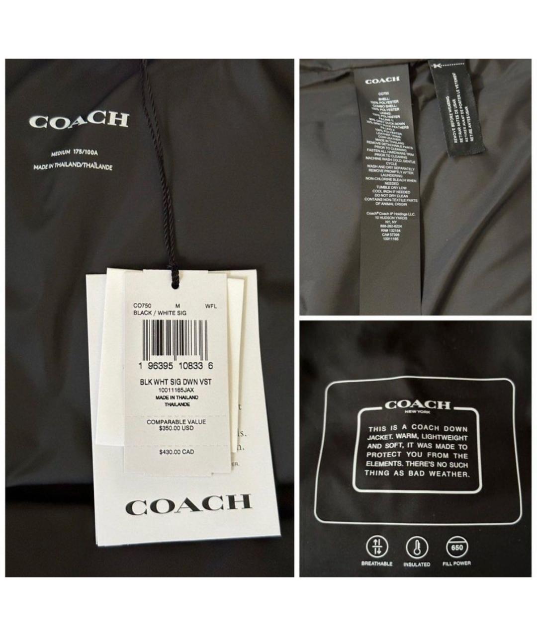 COACH Черный жилет, фото 6