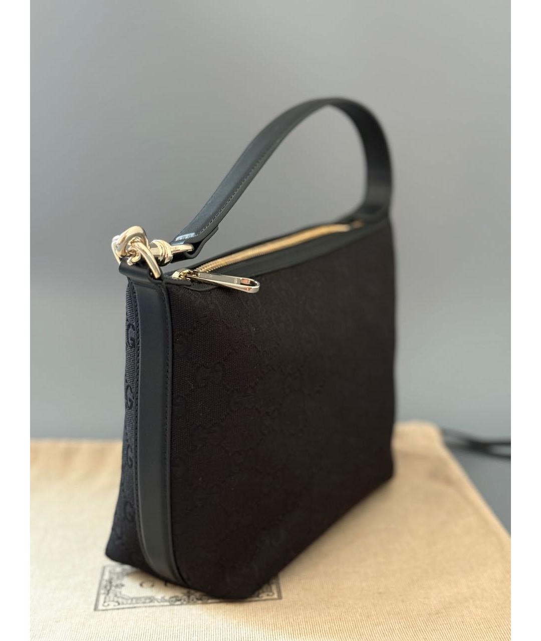 GUCCI Черная жаккардовая сумка с короткими ручками, фото 3
