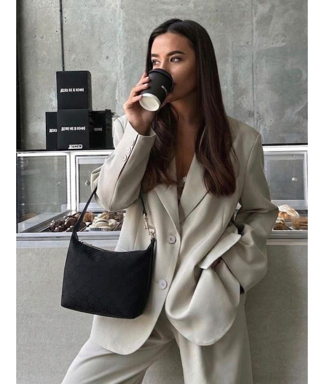 GUCCI Черная жаккардовая сумка с короткими ручками, фото 4