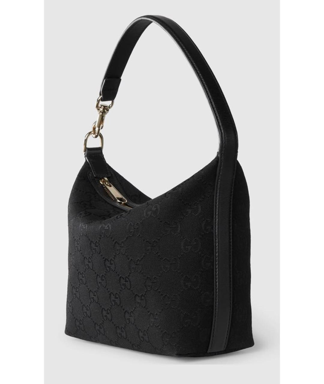 GUCCI Черная жаккардовая сумка с короткими ручками, фото 2