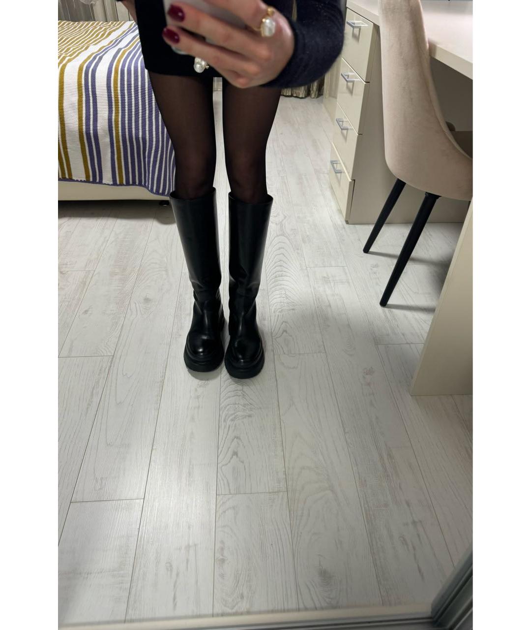 VALENTINO Черные кожаные сапоги, фото 7