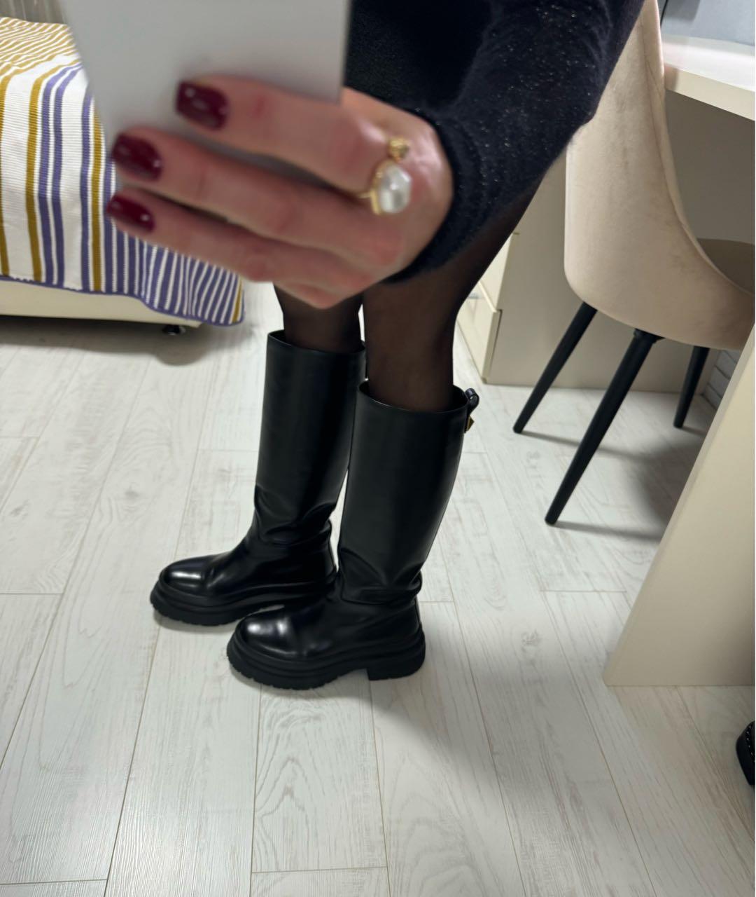 VALENTINO Черные кожаные сапоги, фото 8