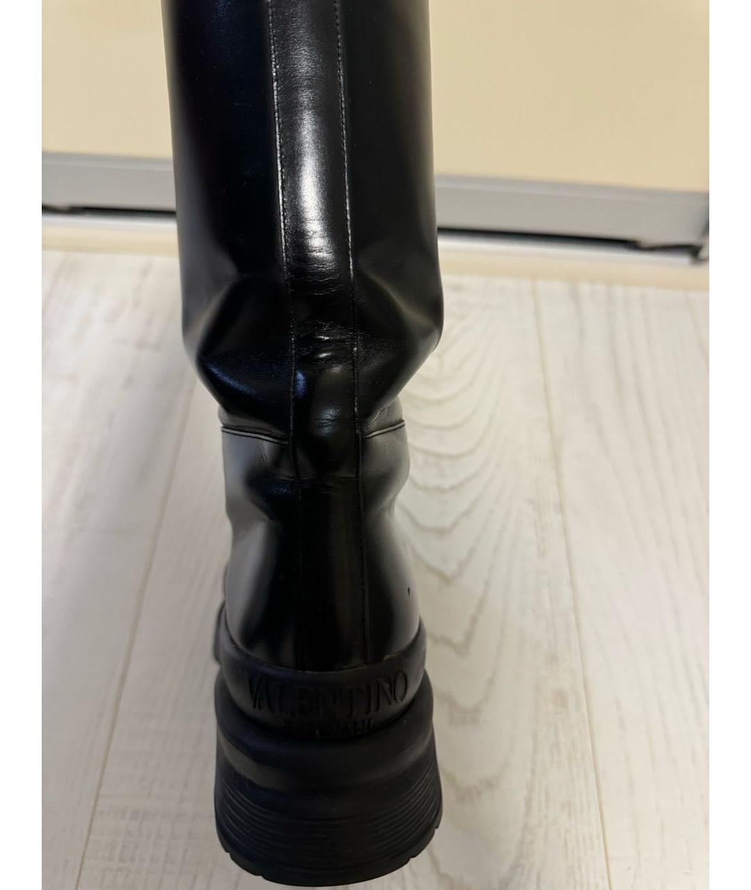 VALENTINO Черные кожаные сапоги, фото 4