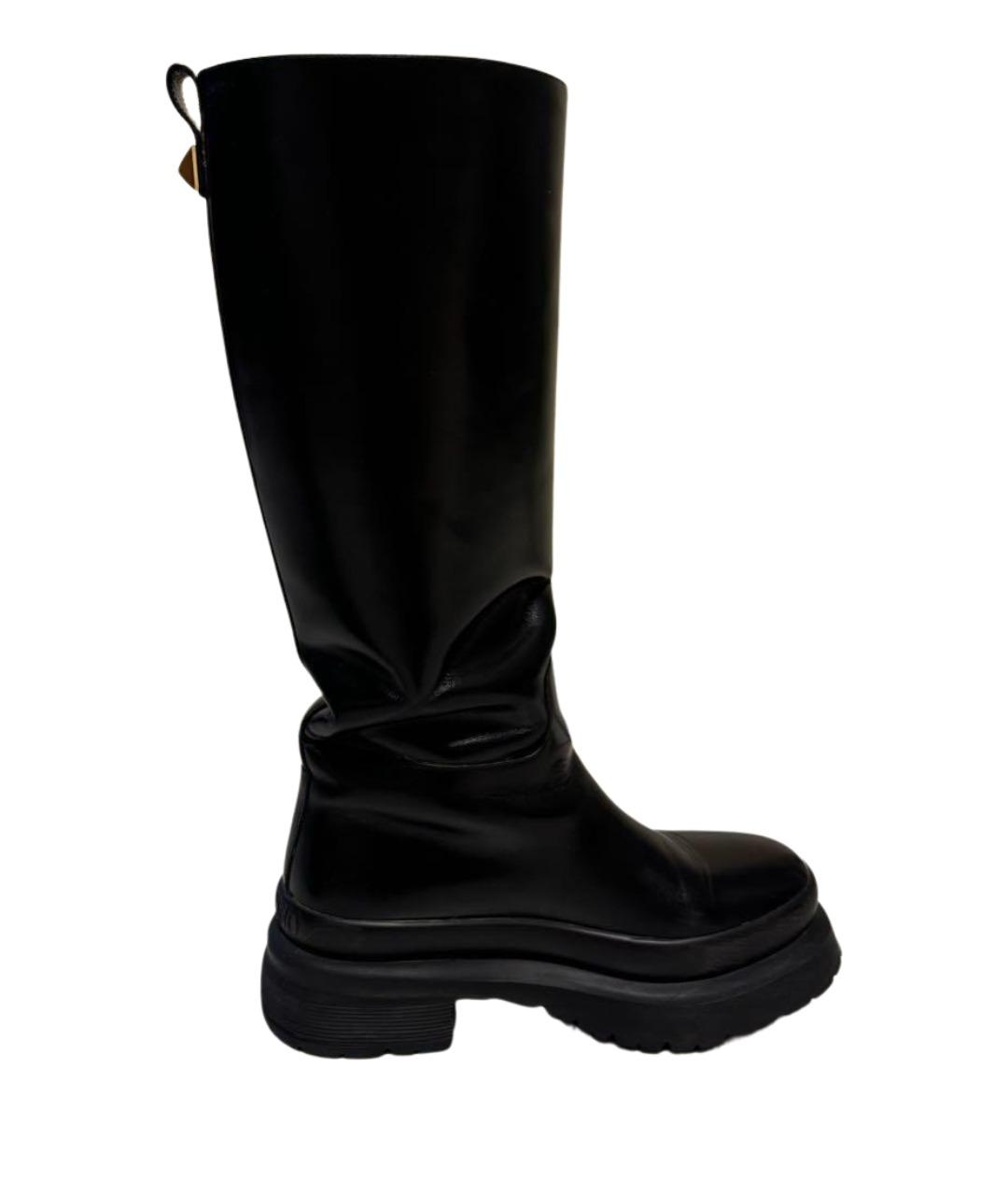 VALENTINO Черные кожаные сапоги, фото 1