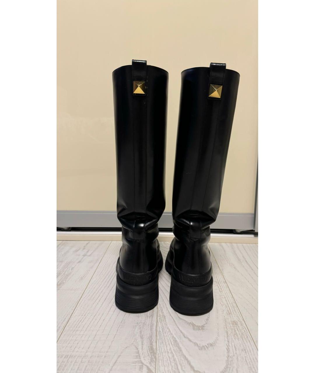VALENTINO Черные кожаные сапоги, фото 3