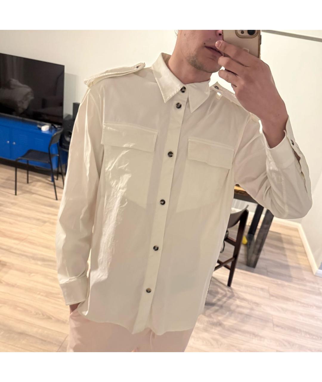 BOTTEGA VENETA Белая хлопковая классическая рубашка, фото 5