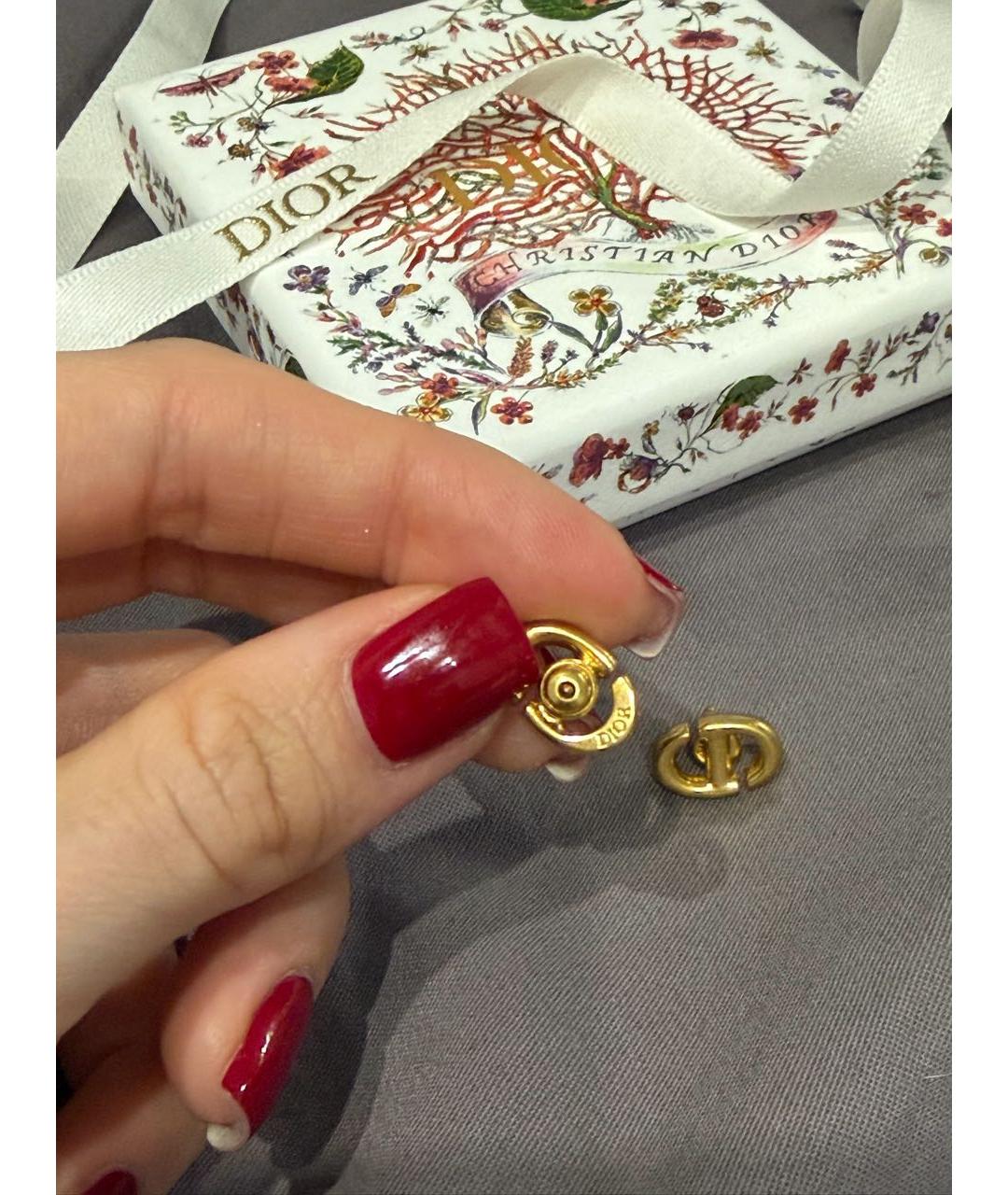 CHRISTIAN DIOR Золотые металлические серьги, фото 2