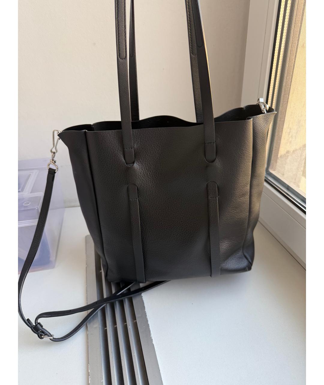 BALENCIAGA Черная кожаная сумка тоут, фото 3