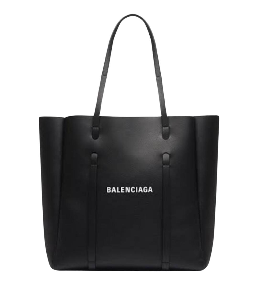 BALENCIAGA Черная кожаная сумка тоут, фото 1