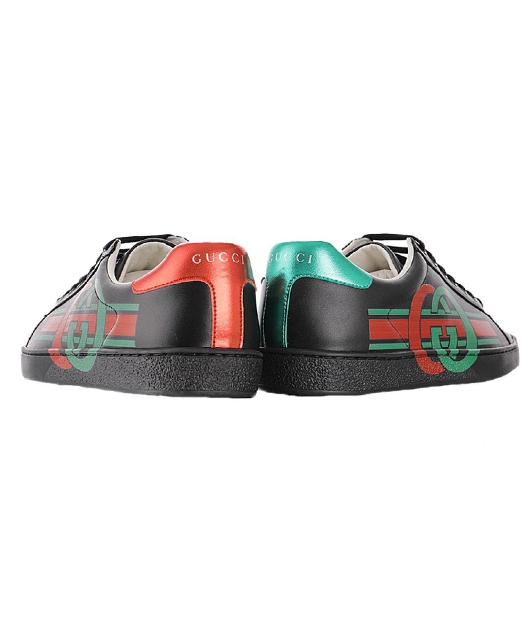 GUCCI Черные кожаные низкие кроссовки / кеды, фото 4
