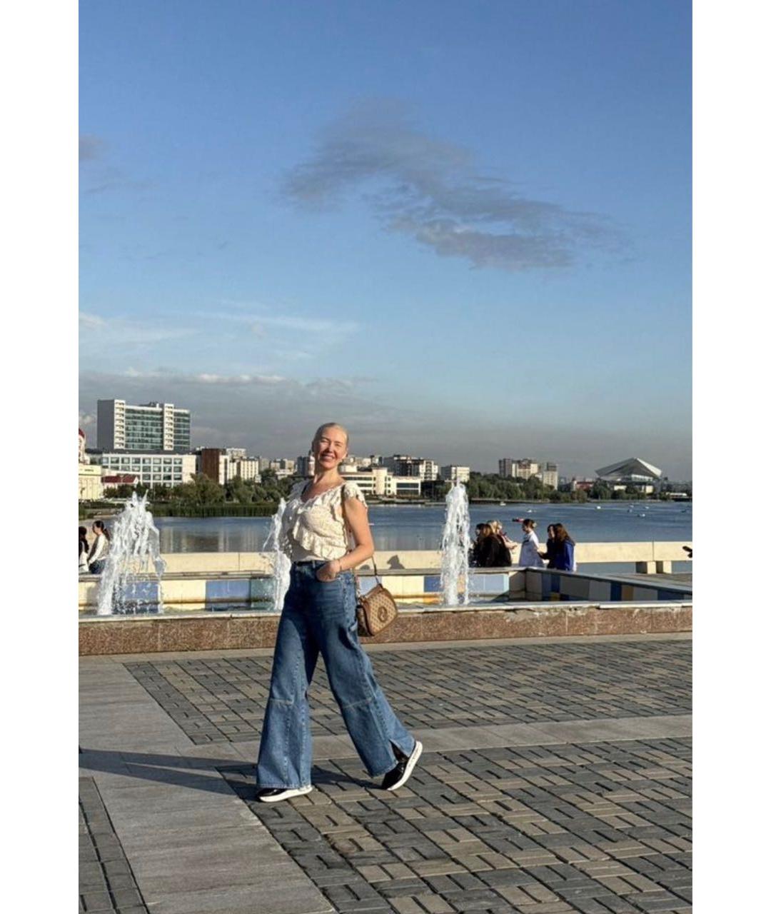 WEEKEND MAX MARA Синие хлопковые прямые джинсы, фото 5