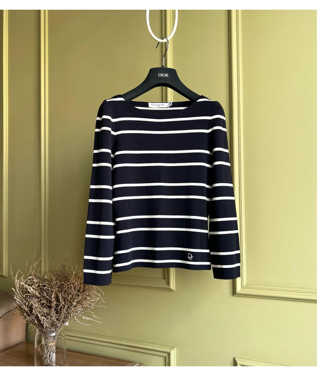 CHRISTIAN DIOR Темно-синий шерстяной джемпер / свитер, фото 8