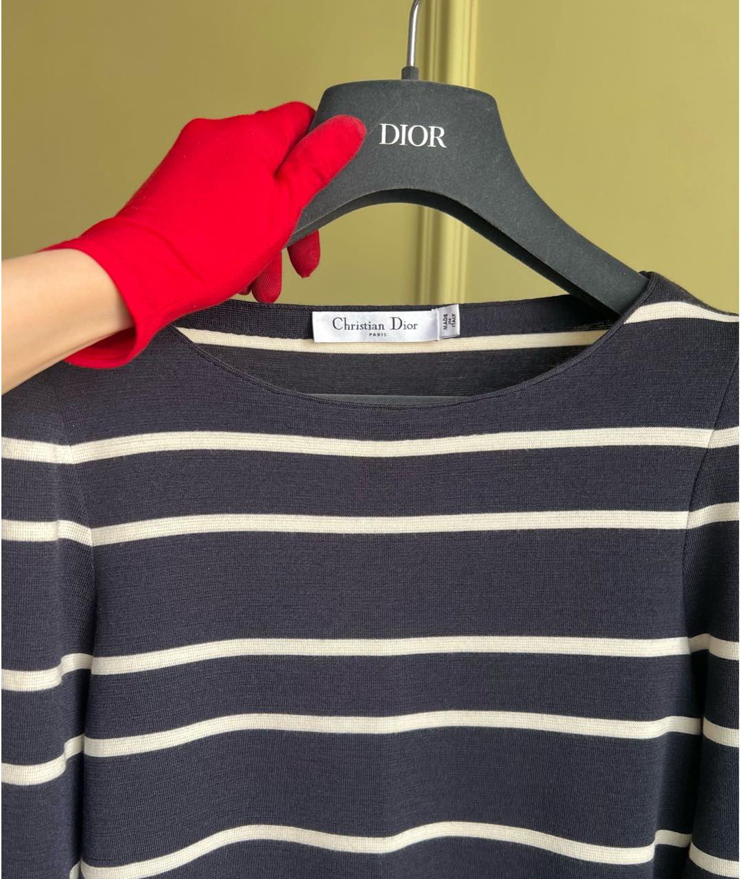 CHRISTIAN DIOR Темно-синий шерстяной джемпер / свитер, фото 2