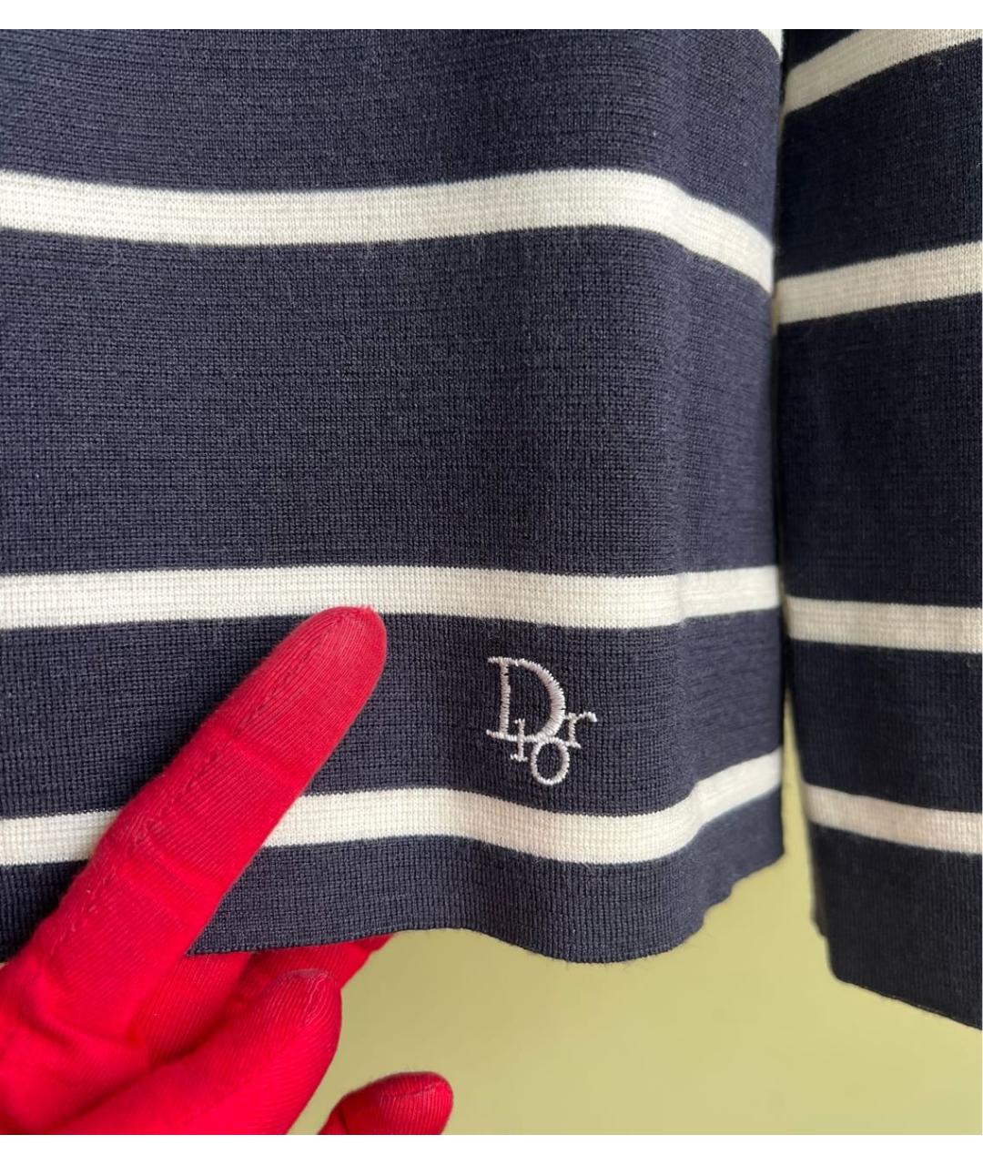 CHRISTIAN DIOR Темно-синий шерстяной джемпер / свитер, фото 3