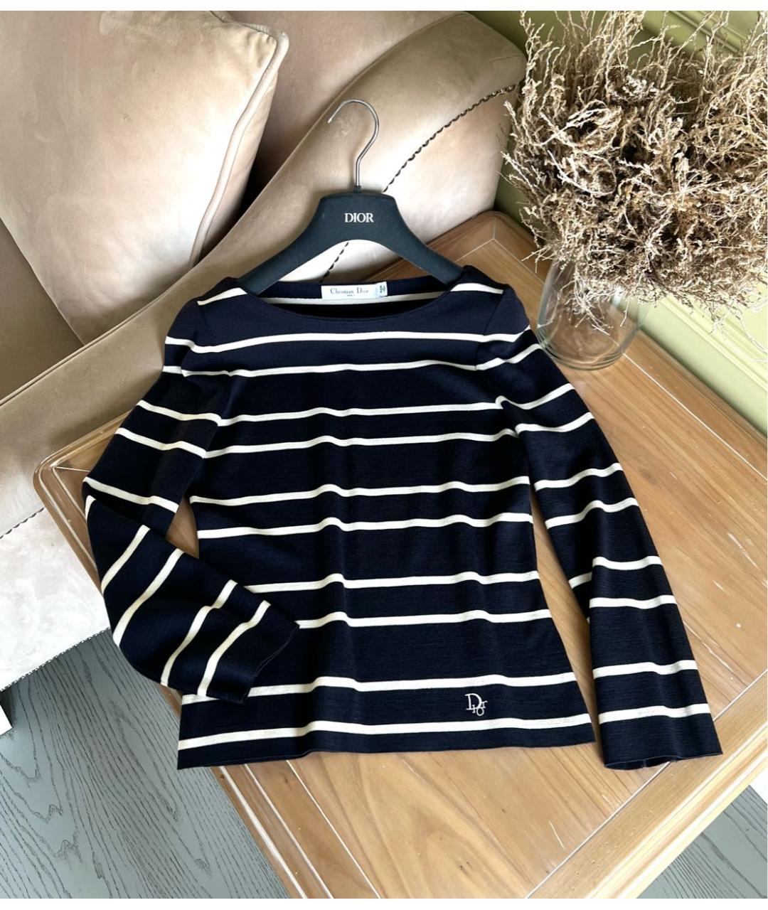 CHRISTIAN DIOR Темно-синий шерстяной джемпер / свитер, фото 4