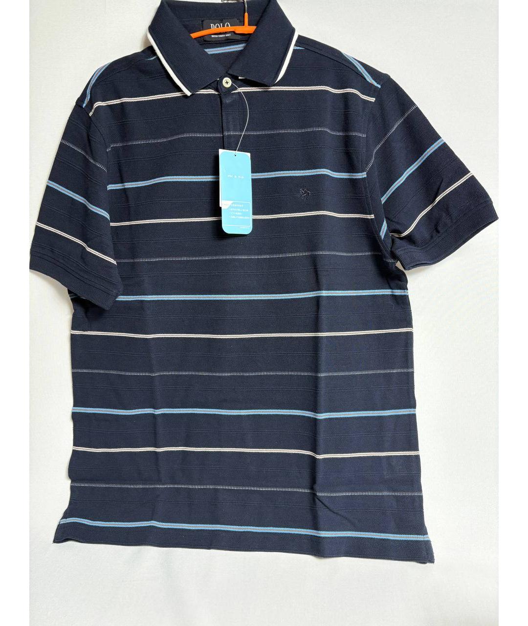 POLO RALPH LAUREN Темно-синее хлопко-эластановое поло с коротким рукавом, фото 9