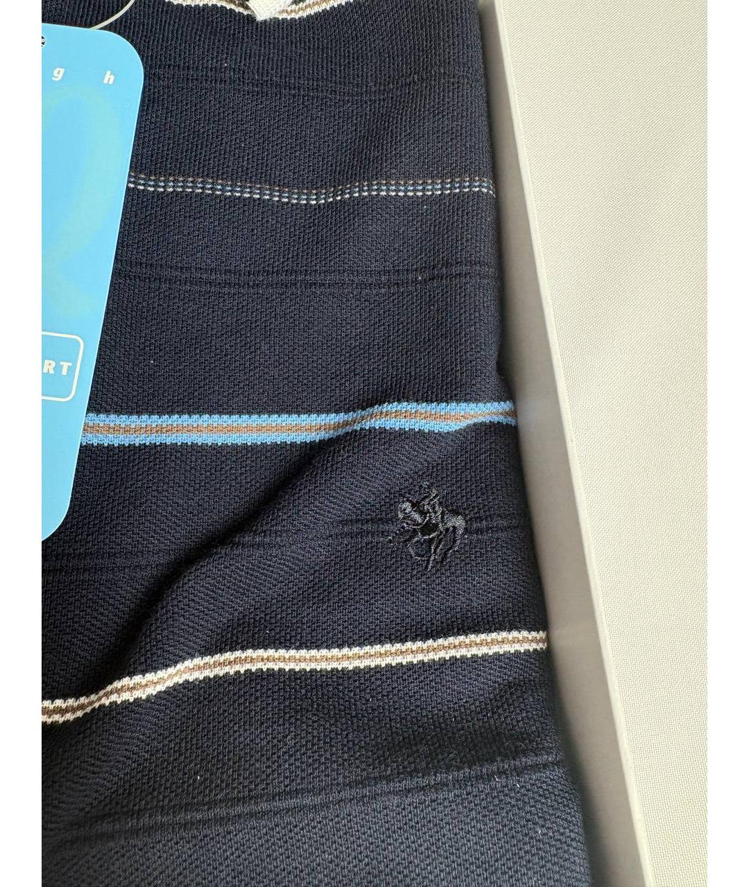 POLO RALPH LAUREN Темно-синее хлопко-эластановое поло с коротким рукавом, фото 6