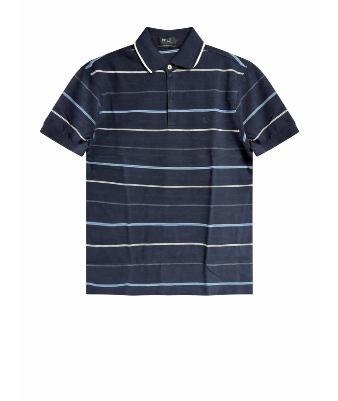 POLO RALPH LAUREN Темно-синее хлопко-эластановое поло с коротким рукавом, фото 1