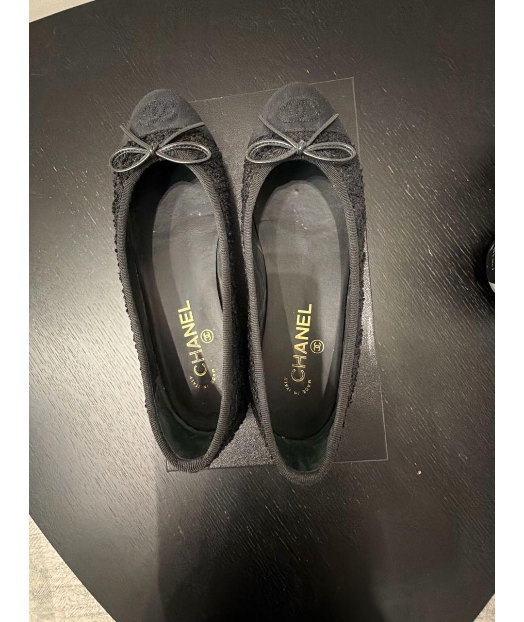 CHANEL Черные текстильные балетки, фото 3