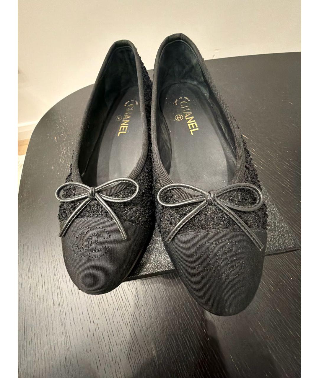 CHANEL Черные текстильные балетки, фото 2