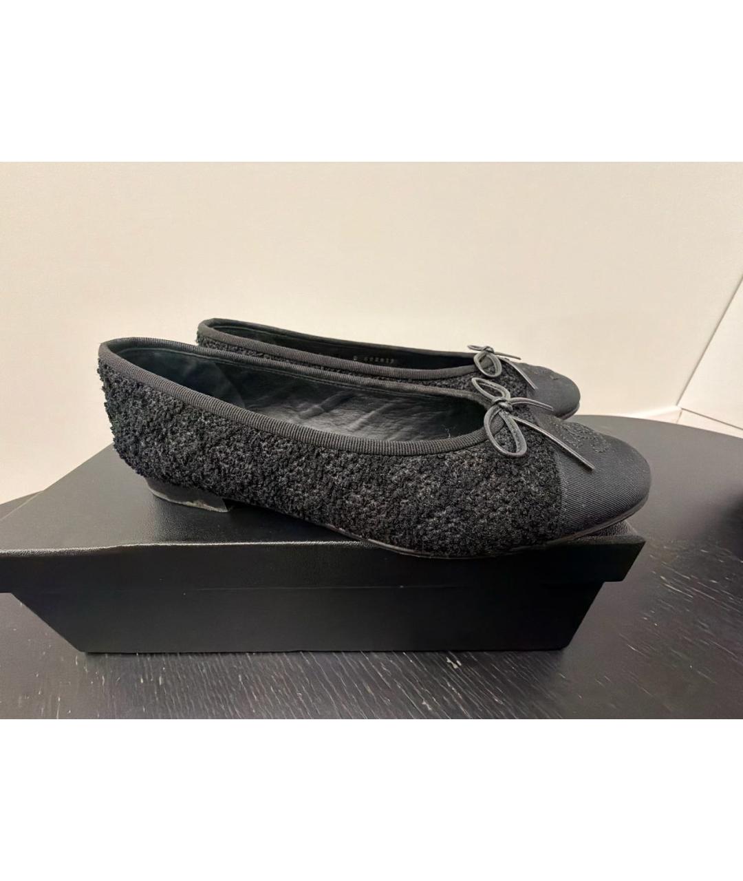 CHANEL Черные текстильные балетки, фото 5