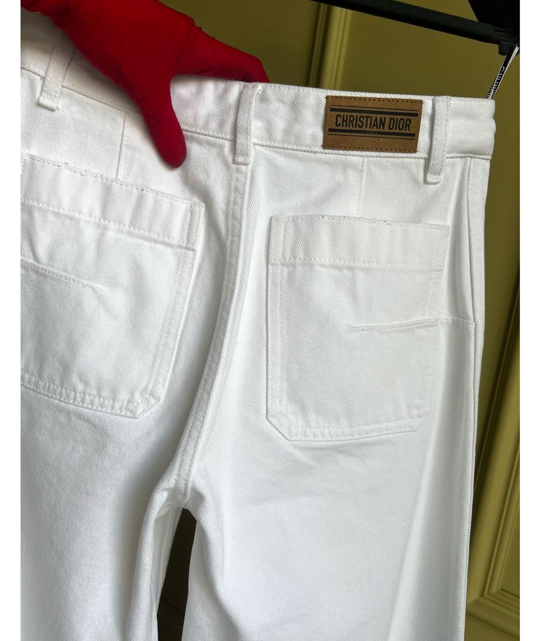 CHRISTIAN DIOR Белые хлопковые джинсы клеш, фото 7
