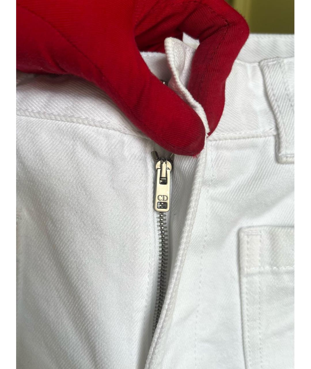 CHRISTIAN DIOR Белые хлопковые джинсы клеш, фото 5