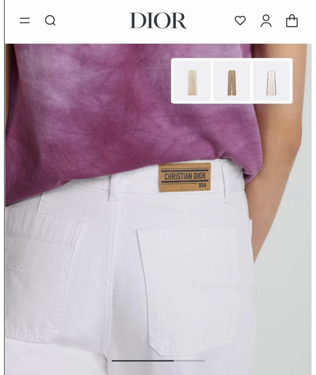 CHRISTIAN DIOR Белые хлопковые джинсы клеш, фото 3