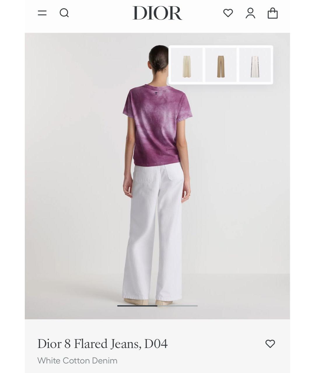 CHRISTIAN DIOR Белые хлопковые джинсы клеш, фото 6