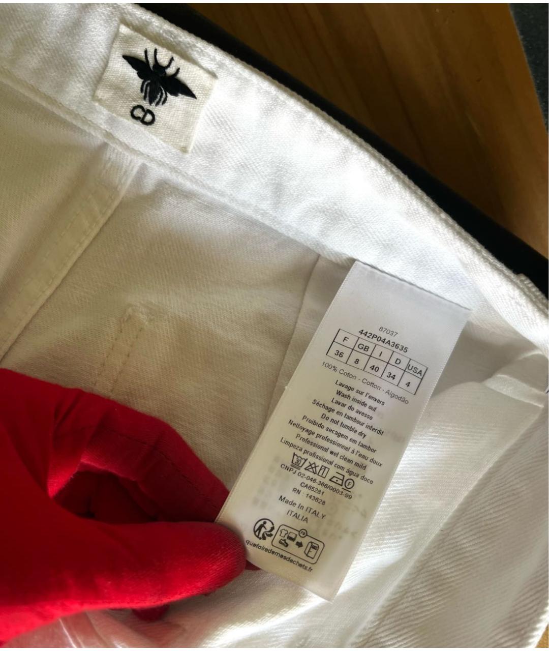 CHRISTIAN DIOR Белые хлопковые джинсы клеш, фото 8