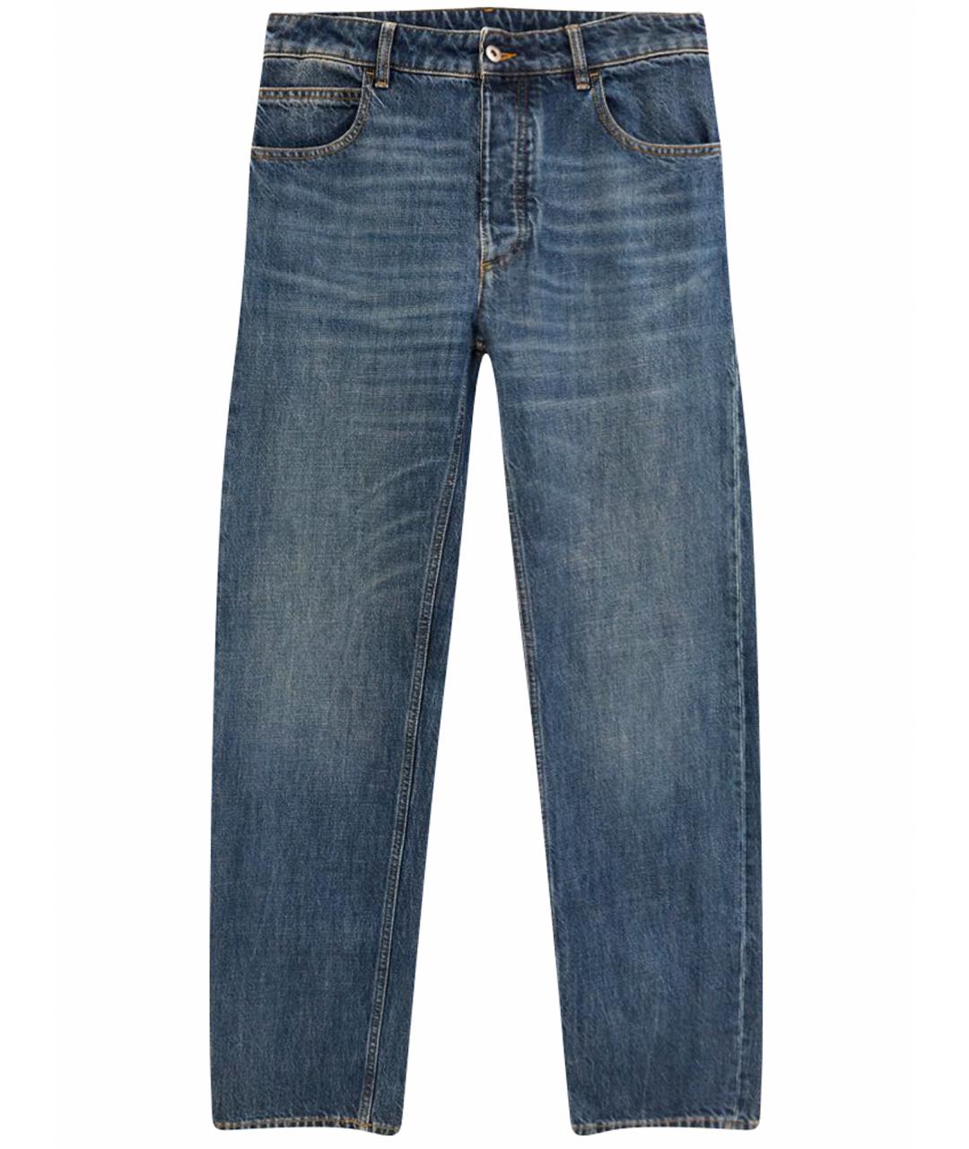 BOTTEGA VENETA Синие хлопковые прямые джинсы, фото 1